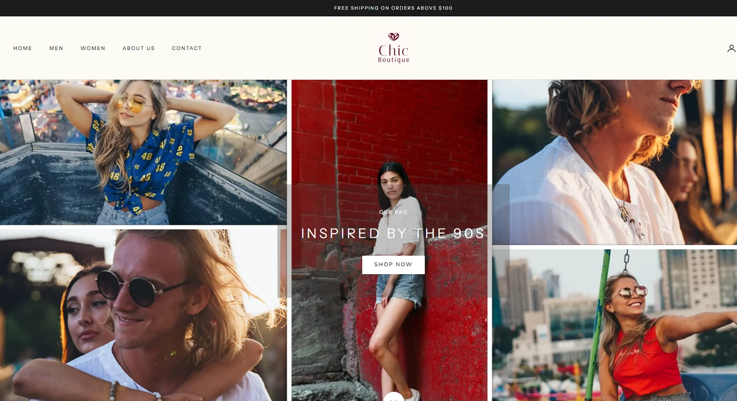 Chic Boutique homepage on desktop.