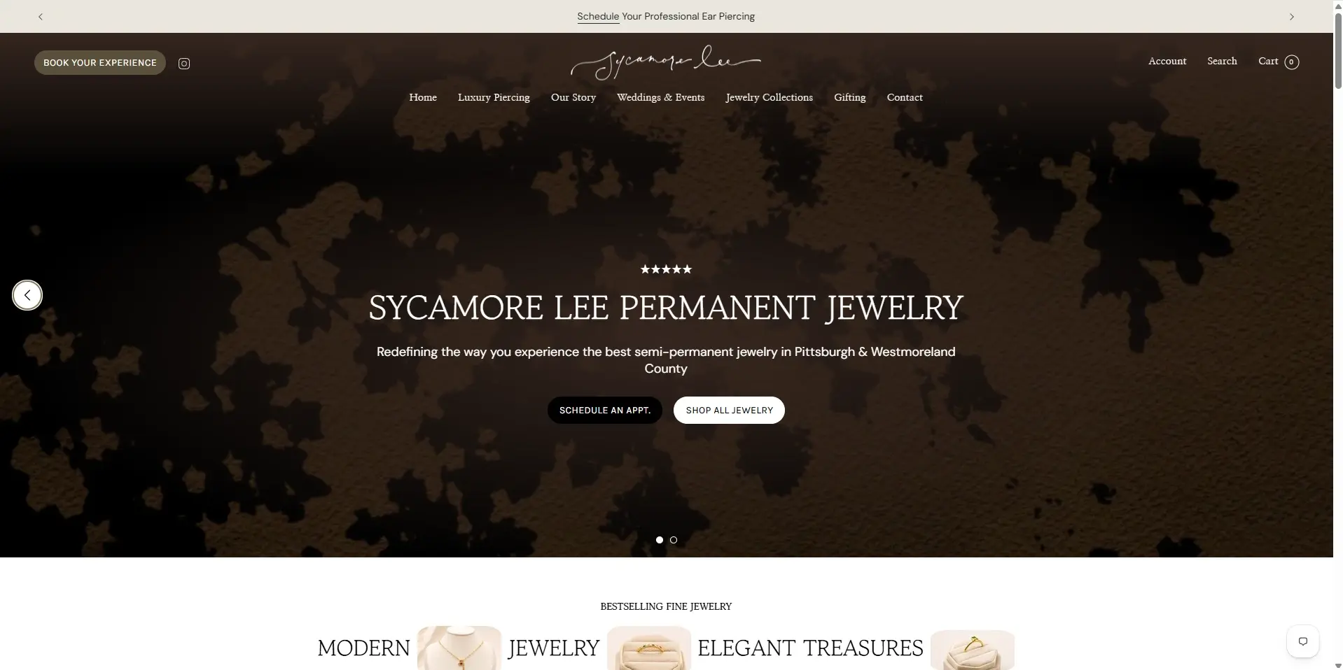 The store homepage