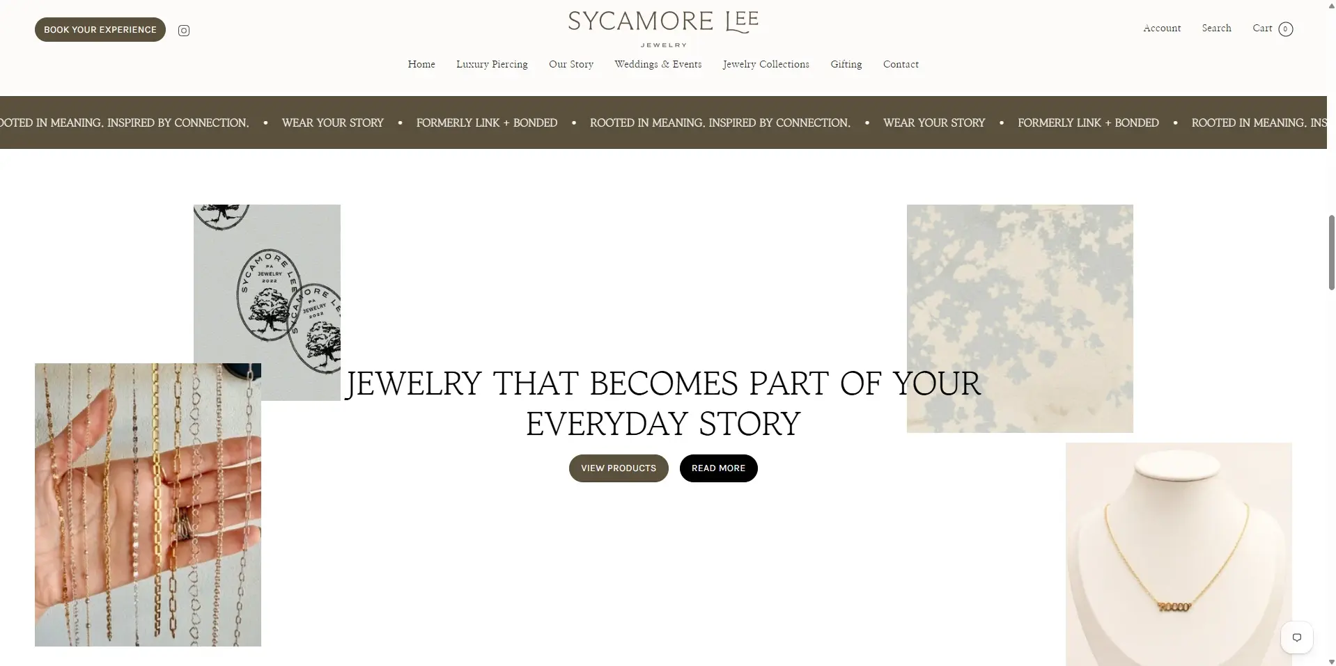 Section of the homepage that directs to products and about us page